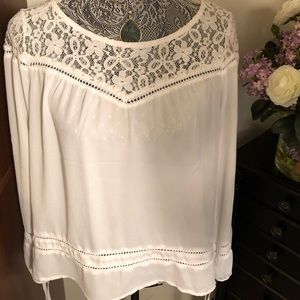 White lace top blouse